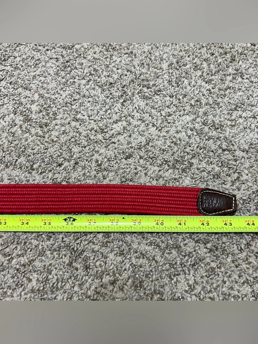 Vtg Made in USA ORVIS Men's Red Cotton Braided Belt with Leather Trim Size 40
